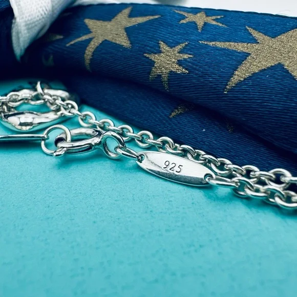 Tiffany & Co. 11 mm Open Heart Bracelet in Sterling Silver 7.5” with Pouch - Picture 7 of 10